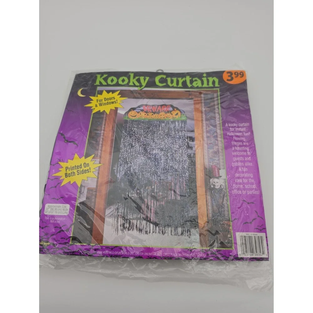 NEW Fun World Kooky Curtain Decoration Door Fringe Drape Beware Pumpki Halloween